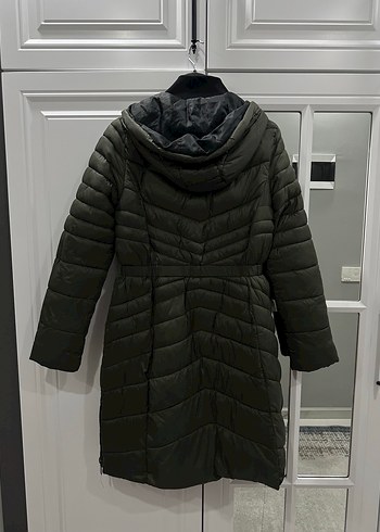 Gri Uzun Kadın Kışlık Mont - Görsel 2