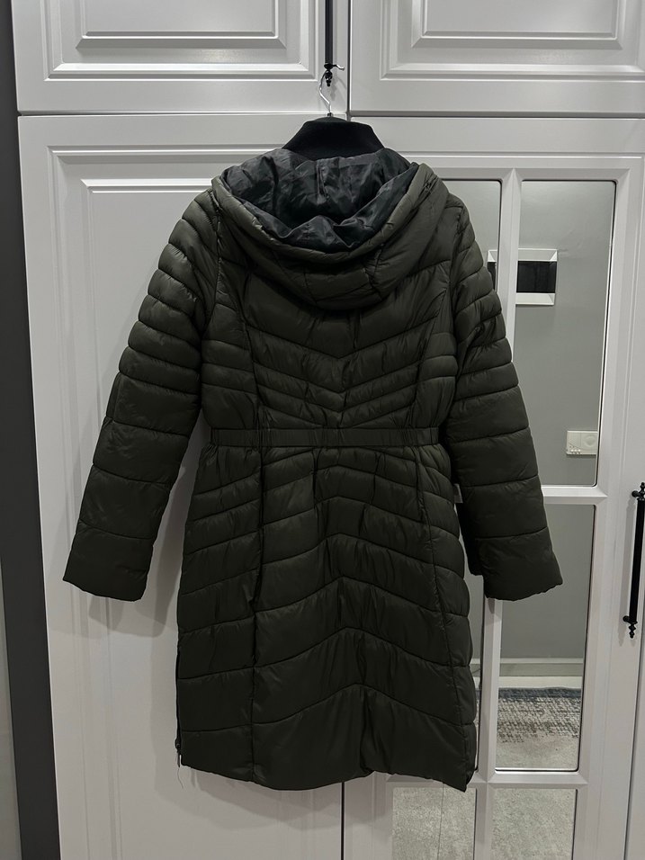 Gri Uzun Kadın Kışlık Mont - Görsel 2