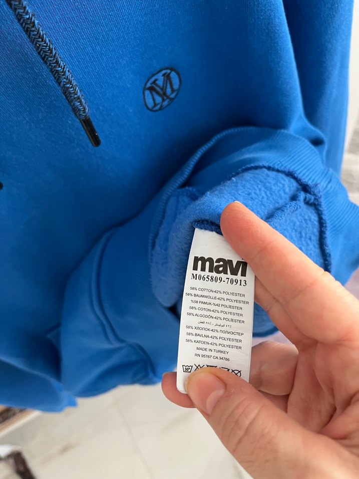 Mavi Kadın Kapüşonlu Sweatshirt - Görsel 4