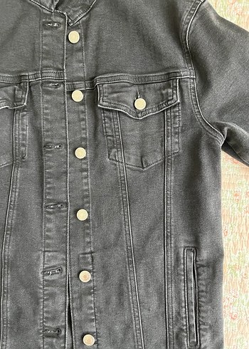 Mavi bomber antrasit renk Denim Ceket - Görsel 3