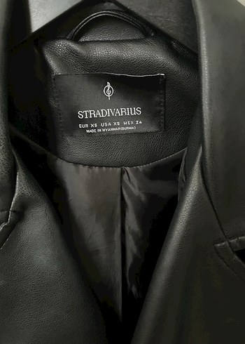 Stradivarius Kadın Siyah Deri Biker Ceket - Görsel 8