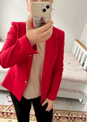Journey Düğmeli Kırmızı Uzun Kollu Kadın Blazer - Görsel 10