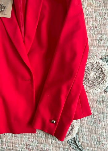 Journey Düğmeli Kırmızı Uzun Kollu Kadın Blazer - Görsel 2