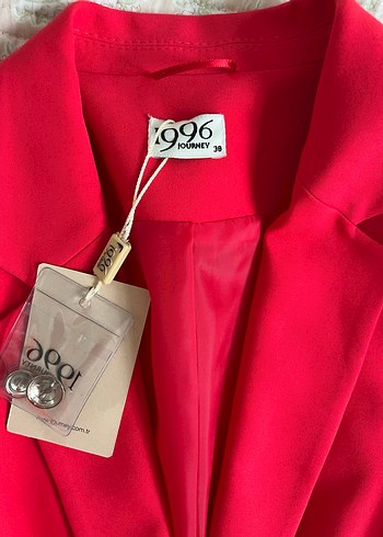 Journey Düğmeli Kırmızı Uzun Kollu Kadın Blazer - Görsel 8