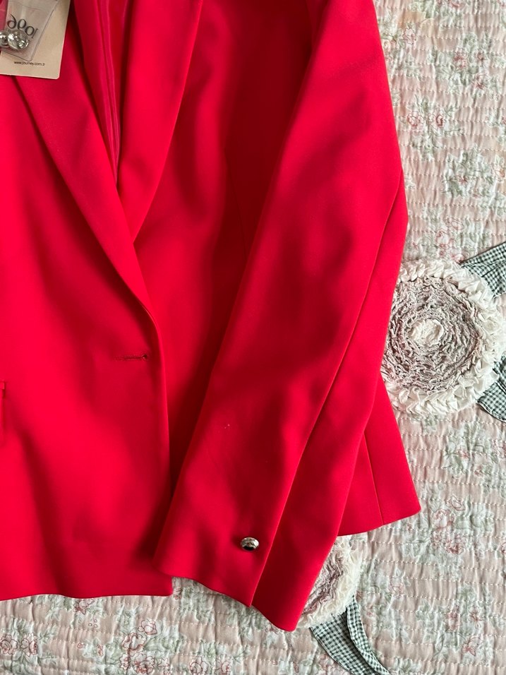 Journey Düğmeli Kırmızı Uzun Kollu Kadın Blazer - Görsel 2