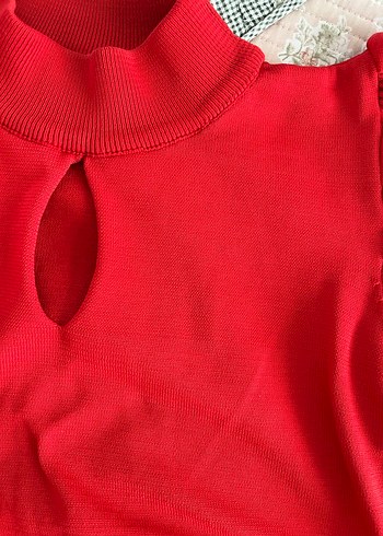 Kırmızı Yarım Balıkçı Yaka Kadın Kazak - Görsel 3