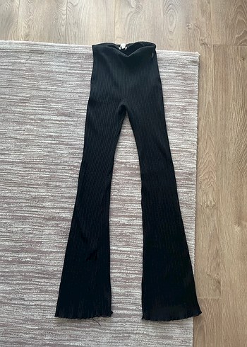 Siyah Kadın Süet İspanyol Paça Tayt - Görsel 2