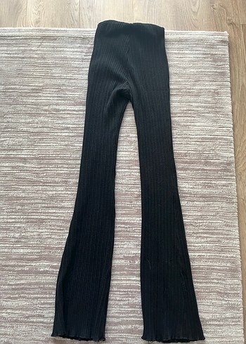 Siyah Kadın Süet İspanyol Paça Tayt - Görsel 3