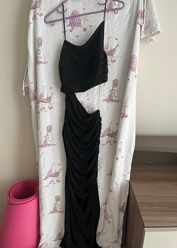 Quzu Siyah Drapeli Elbise - Görsel 3