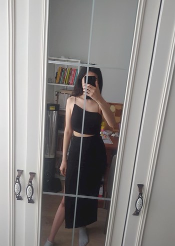 Quzu Siyah Drapeli Elbise - Görsel 2