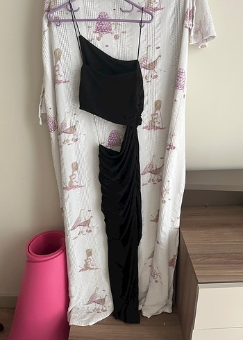 Quzu Siyah Drapeli Elbise - Görsel 4