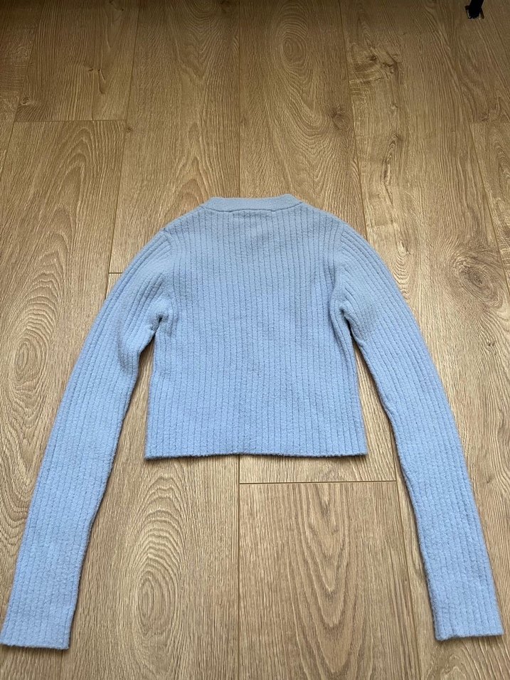 Bershka Bebek Mavisi  Crop Kazak - Görsel 3