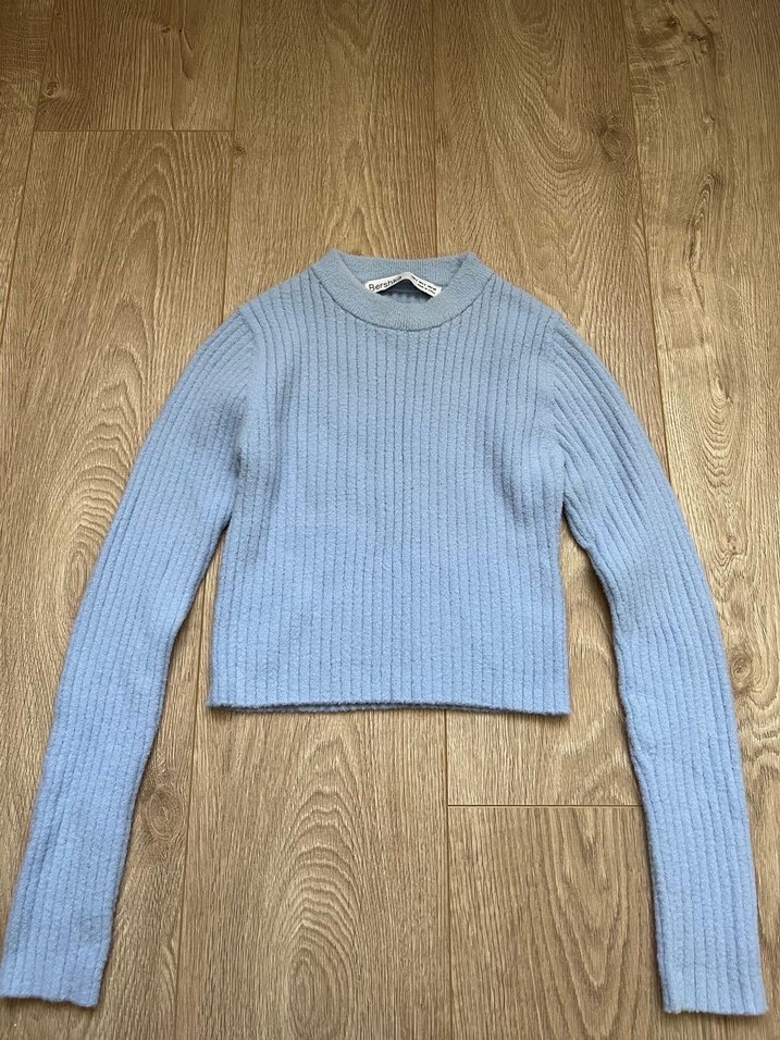 Bershka Bebek Mavisi  Crop Kazak - Görsel 2