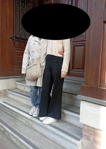 H&M Siyah Kadın Regular Fit Kumaş Pantolon - Görsel 4