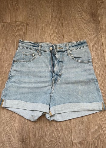 H&M Kadın Açık mavi Denim Mini Şort - Görsel 4