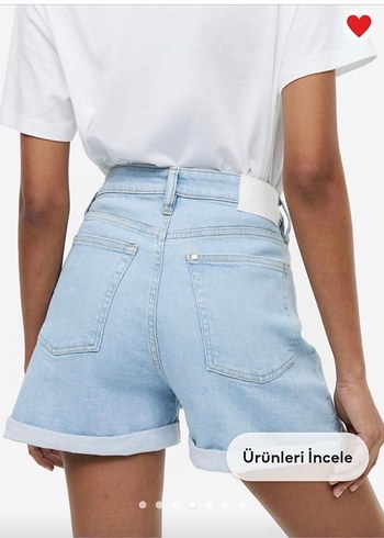 H&M Kadın Açık mavi Denim Mini Şort - Görsel 2