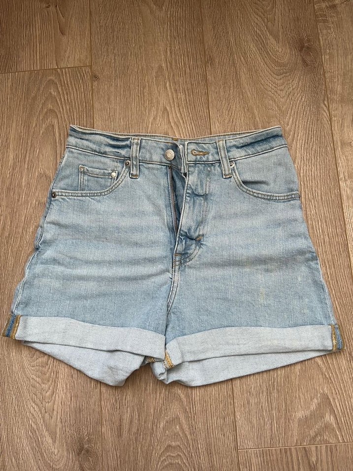 H&M Kadın Açık mavi Denim Mini Şort - Görsel 4