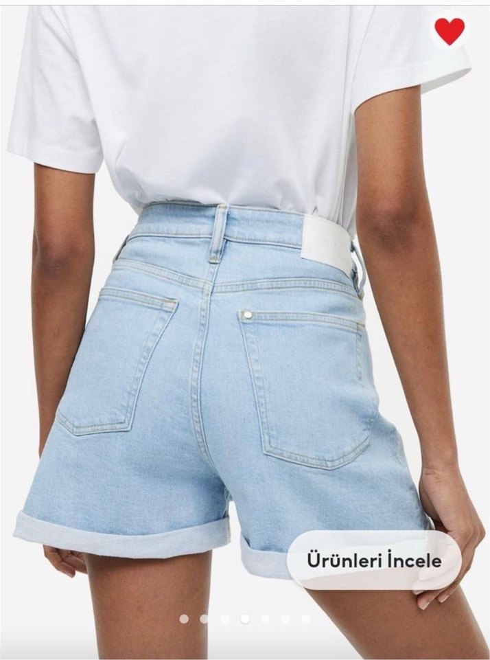 H&M Kadın Açık mavi Denim Mini Şort - Görsel 2