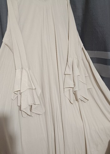 Bohem Etnik Desenli Uzun ten rengi Kadın Elbise - Görsel 6