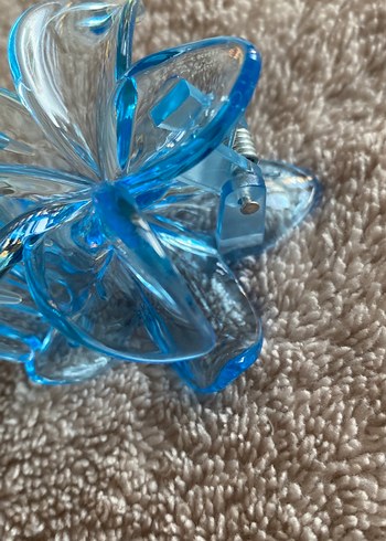 Şeffaf Mavi Cam Çiçek Saç Tokası - Görsel 3