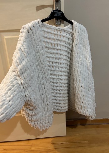 Kadın Beyaz Örgü Alize PuffyHırka - Görsel 2