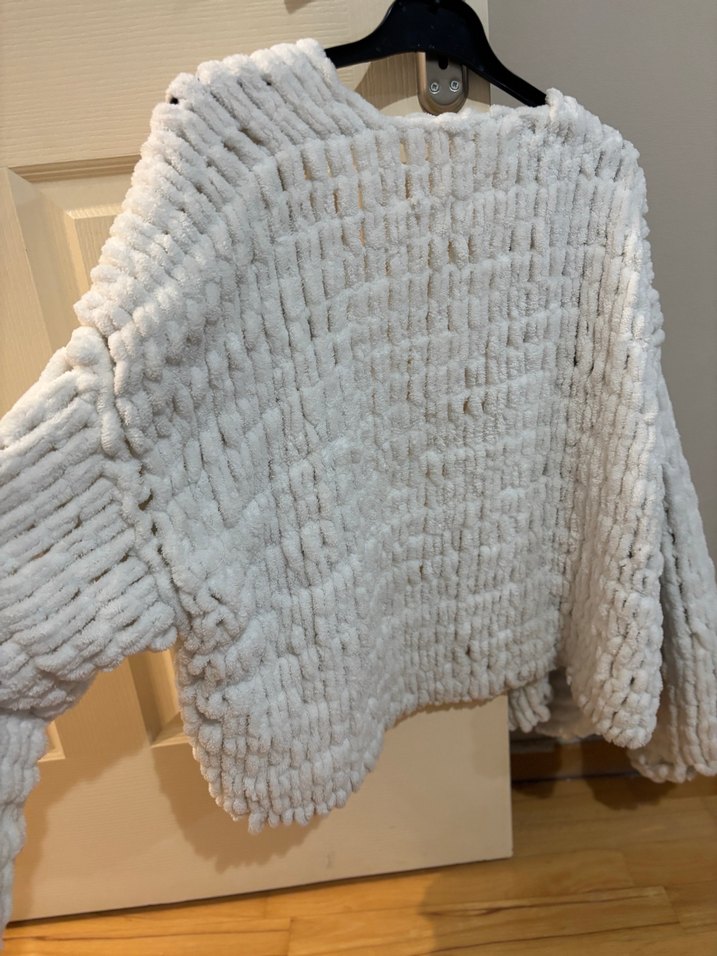 Kadın Beyaz Örgü Alize PuffyHırka - Görsel 3