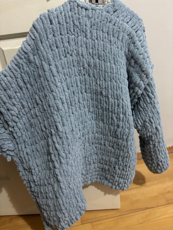 Gri Alize Puffy Midi Örgü Kadın Hırka - Görsel 3