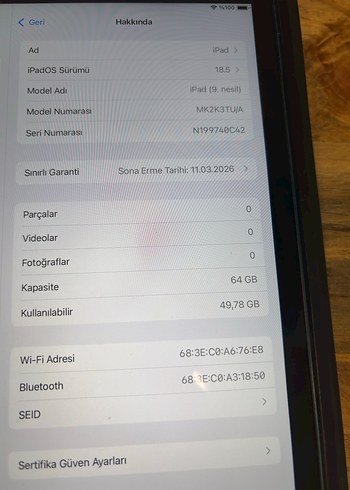 Apple 9.nesil 64GB ipad + Orijinal Apple Pencil - Görsel 2