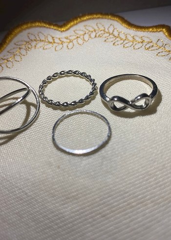 SIFIR&ÇELİK Sonsuzluk ve Burgu Model 4'lü Silver Yüzük Seti - Görsel 3