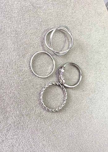 SIFIR&ÇELİK Sonsuzluk ve Burgu Model 4'lü Silver Yüzük Seti - Görsel 2