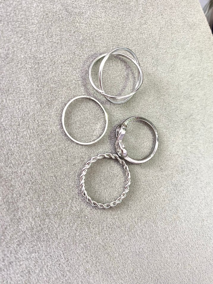 SIFIR&ÇELİK Sonsuzluk ve Burgu Model 4'lü Silver Yüzük Seti - Görsel 2