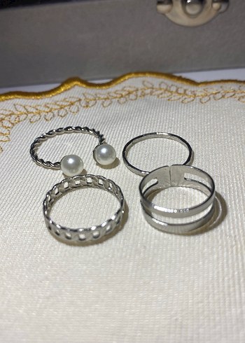 SIFIR&ÇELİK İnci Detaylı Minimalist silver Yüzük Seti - Görsel 3