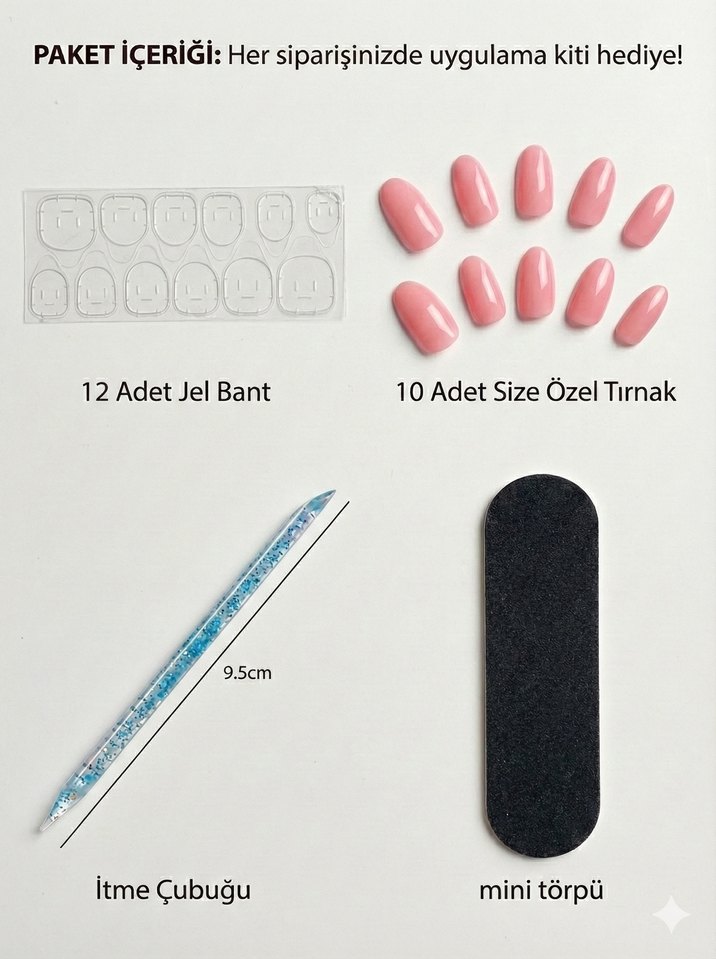 El Yapımı 3D Ayıcıklı & Gold Detaylı Özel Tasarım Takma Tırnak - Görsel 3