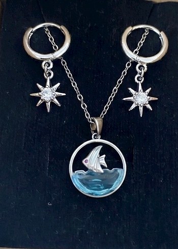 Çelik küpe&kolye seti - Görsel 14