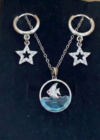 Çelik küpe&kolye seti - Görsel 13