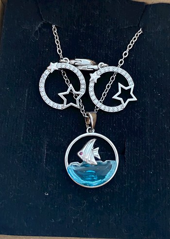 Çelik küpe&kolye seti - Görsel 16