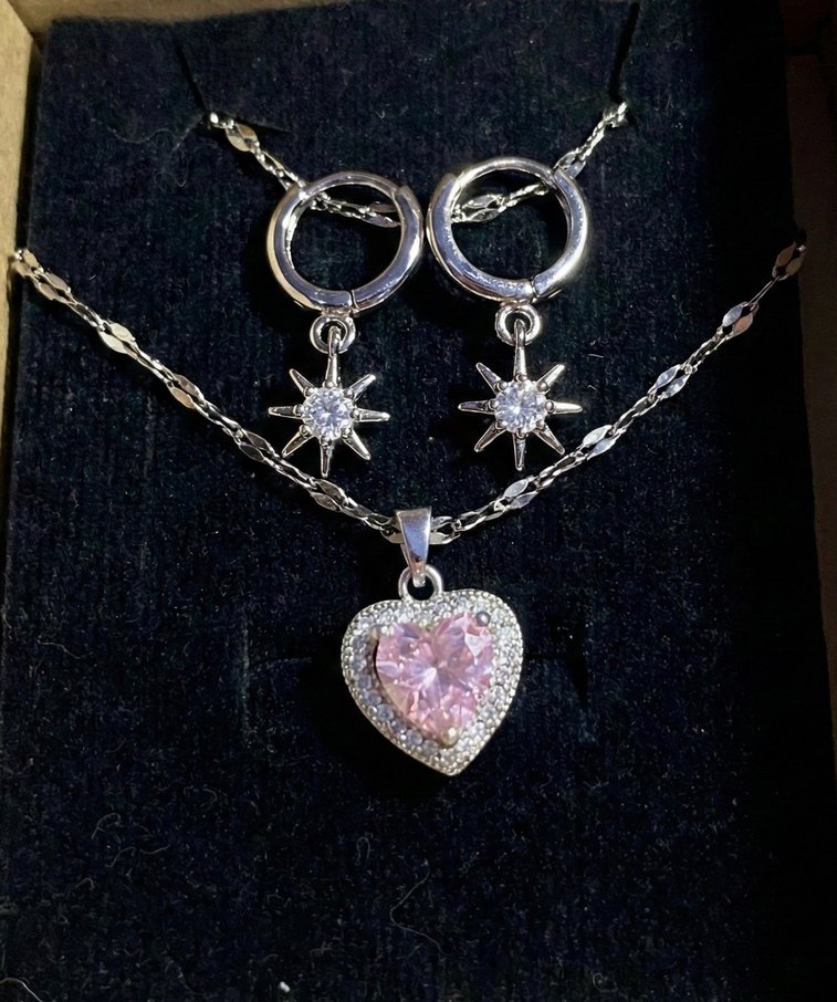 Çelik küpe&kolye seti - Görsel 2