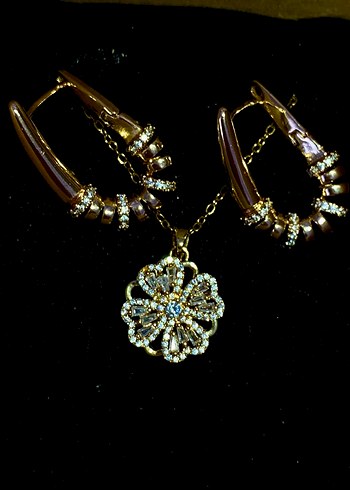 Sevgililer günü çelik küpe&kolye seti - Görsel 6