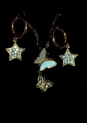 Sevgililer günü çelik küpe&kolye seti - Görsel 2