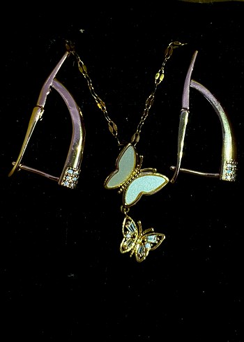 Sevgililer günü çelik küpe&kolye seti - Görsel 14