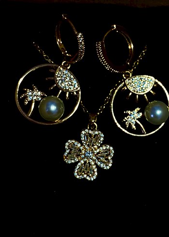 Sevgililer günü çelik küpe&kolye seti - Görsel 3