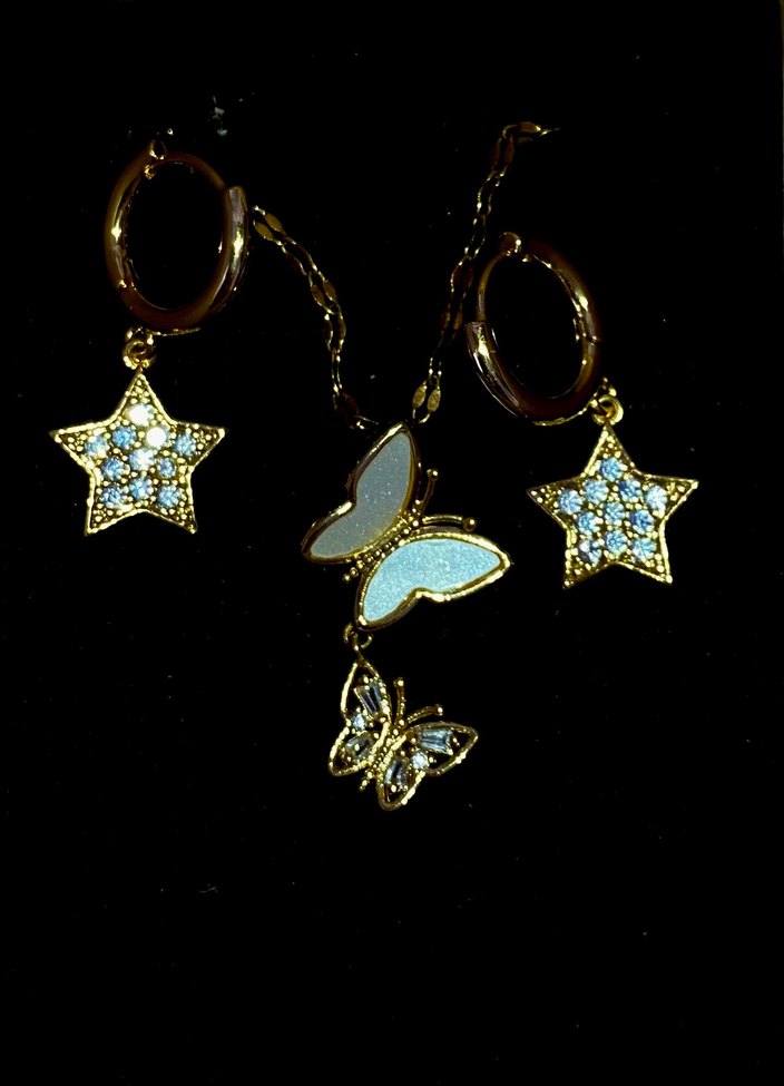 Sevgililer günü çelik küpe&kolye seti - Görsel 2