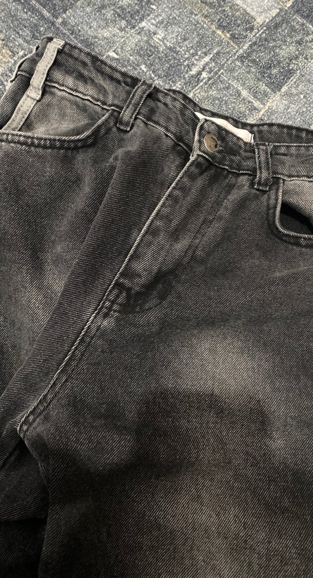 Siyah Çizgili Midi Boy Kadın Kot Pantolon - Görsel 3