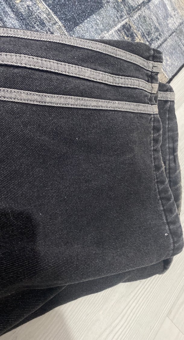 Siyah Çizgili Midi Boy Kadın Kot Pantolon - Görsel 2