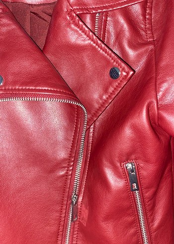 Kadın Bordo Deri Ceket - Görsel 5