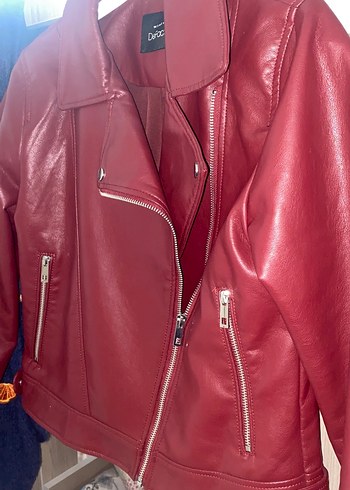Kadın Bordo Deri Ceket - Görsel 2