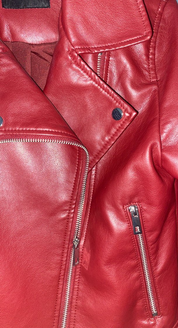 Kadın Bordo Deri Ceket - Görsel 5