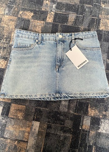 Bershka Mavi Denim Mini Etek SATILDI - Görsel 4