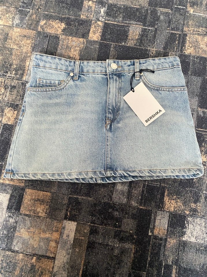 Bershka Mavi Denim Mini Etek SATILDI - Görsel 4