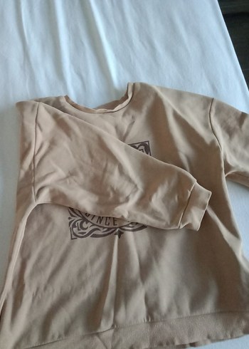Bej Vintage Baskılı sweatshirt - Görsel 2
